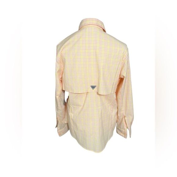 Columbia women nwt yellow pink long sleeve shirt button down medium - Picture 8 of 11
